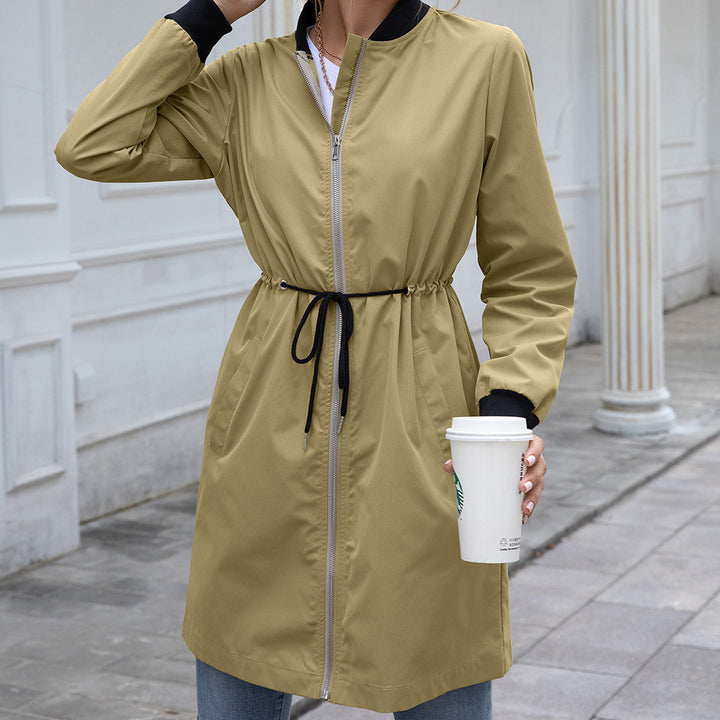 Ladies functional transition jacket with drawstring waist and practical pockets Lune London