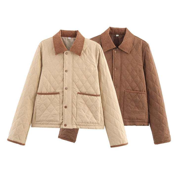 Quilted women's jacket with structured collar and practical pockets Lune London