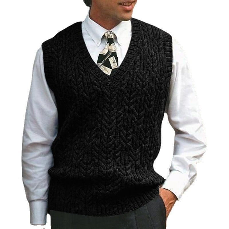 Men's Knit Vest with All-Over Cable Pattern Lune London