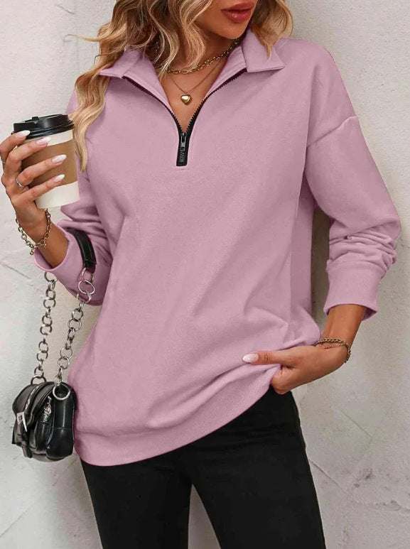 Casual turtleneck sweater for women with half-zip Lune London