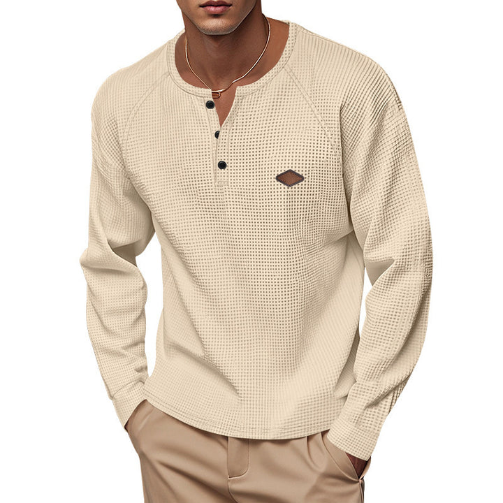 Men's long sleeve t-shirt with button placket and cotton blend Lune London