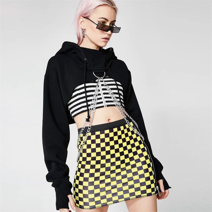 Women's Urban Crop Hoodie with Chic and Stylish Metallic Details