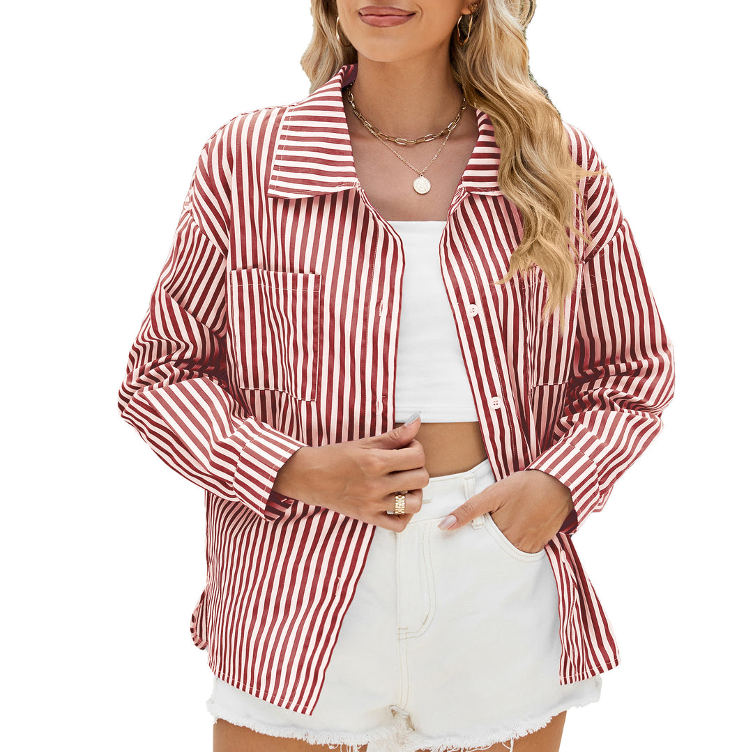 Striped oversized blouse for women with practical pockets and trendy cut Lune London