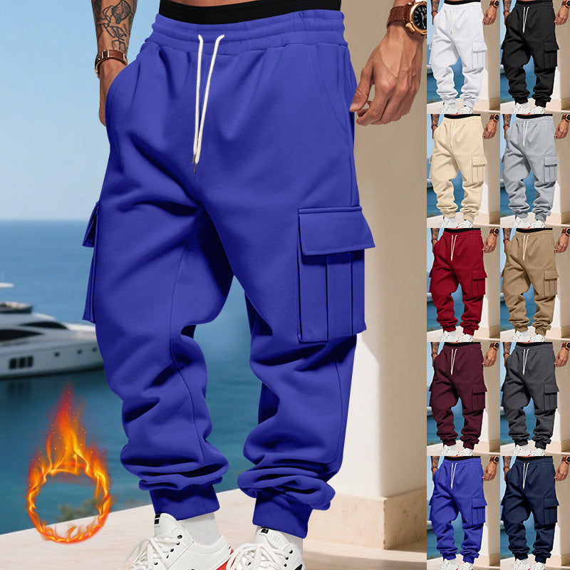 Men's cargo joggers with side pockets and elastic waistband. Chic and style.