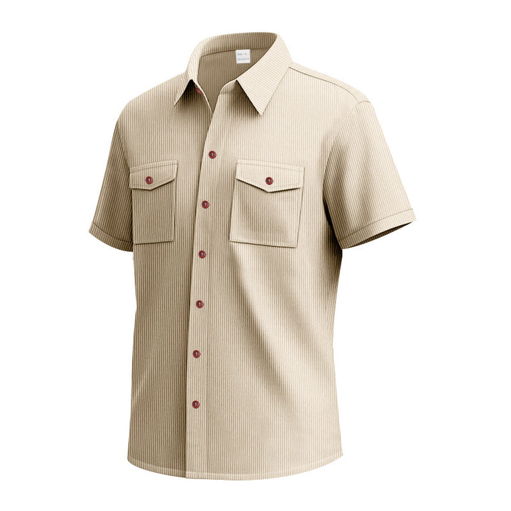 Short sleeve shirt for men with a practical striped pattern and two chest pockets Lune London