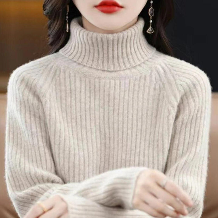 Sweater turtleneck cozy pour femme avec texture côtelée Chic & Stil