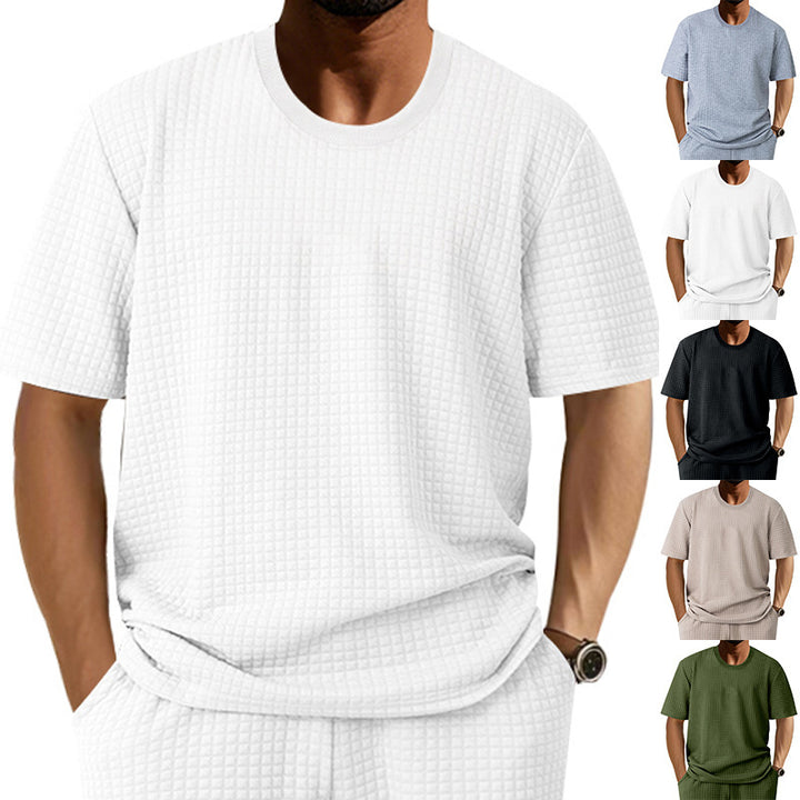 Casual men's t-shirt made of breathable cotton with textured design Lune London