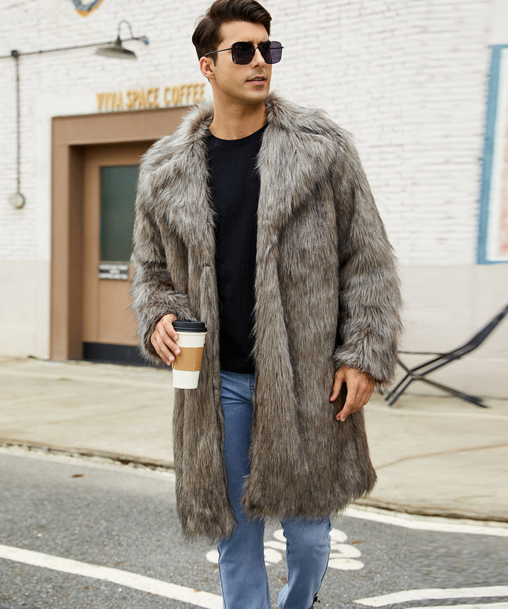 Luxurious faux fur coat for men with wide collar Lune London