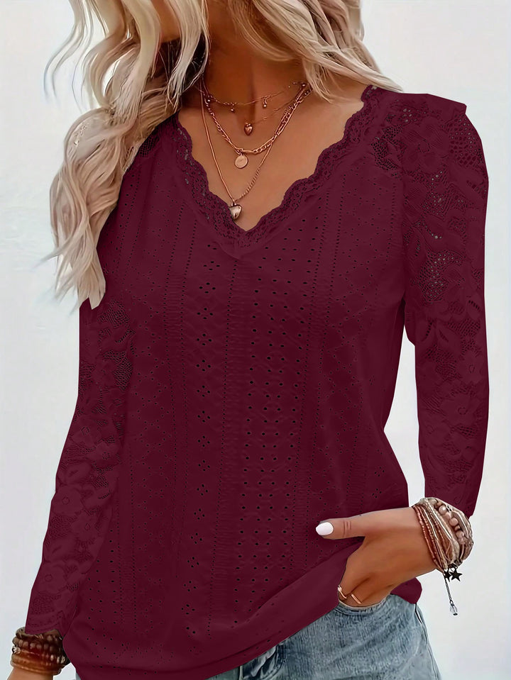 Dames Élégant Top avec Dentelle et Décolleté en V Chic & Stil