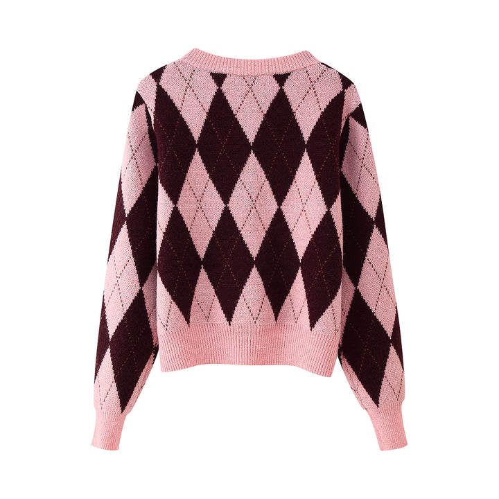 Women's knit jacket with diamond pattern and button closure Lune London