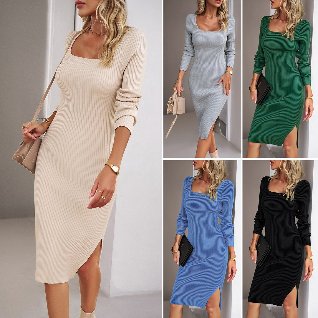Lune London | Ladies figure-hugging ribbed dress with narrow sleeves