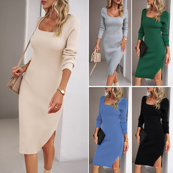Lune London | Ladies figure-hugging ribbed dress with narrow sleeves