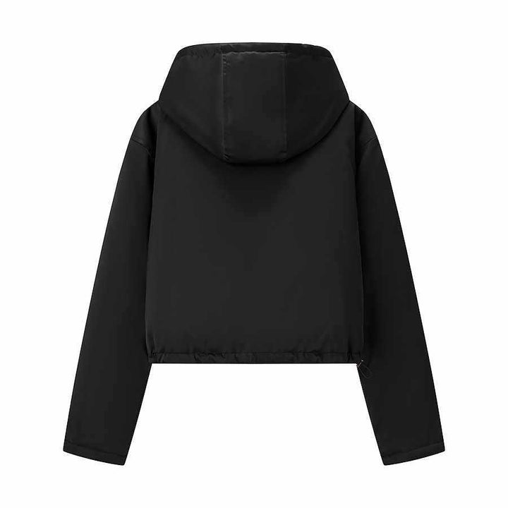 Casual transition jacket for women with hood and snap button closure Lune London
