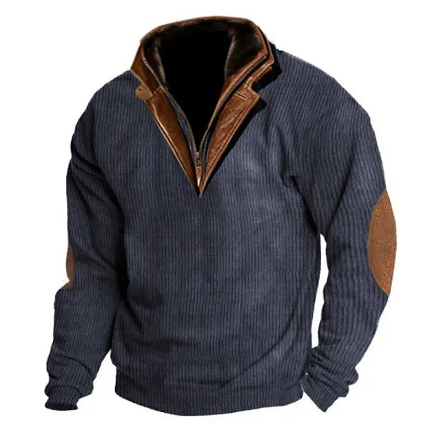 Knit sweater for men with leather details and high collar Lune London