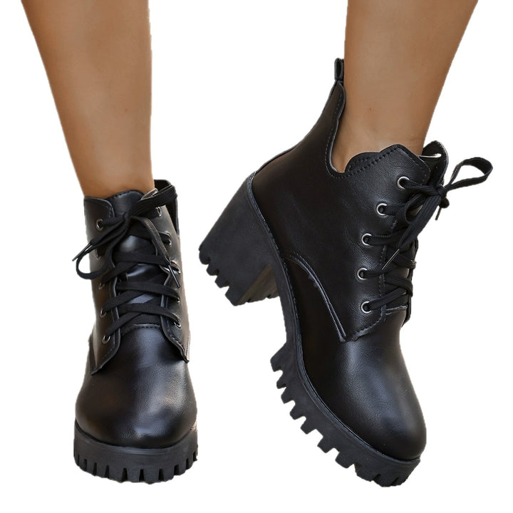 Lace-up ankle boots for women with a sturdy block heel and a non-slip sole Lune London
