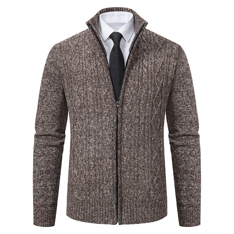 Knitted jacket for men with high collar and zipper Lune London