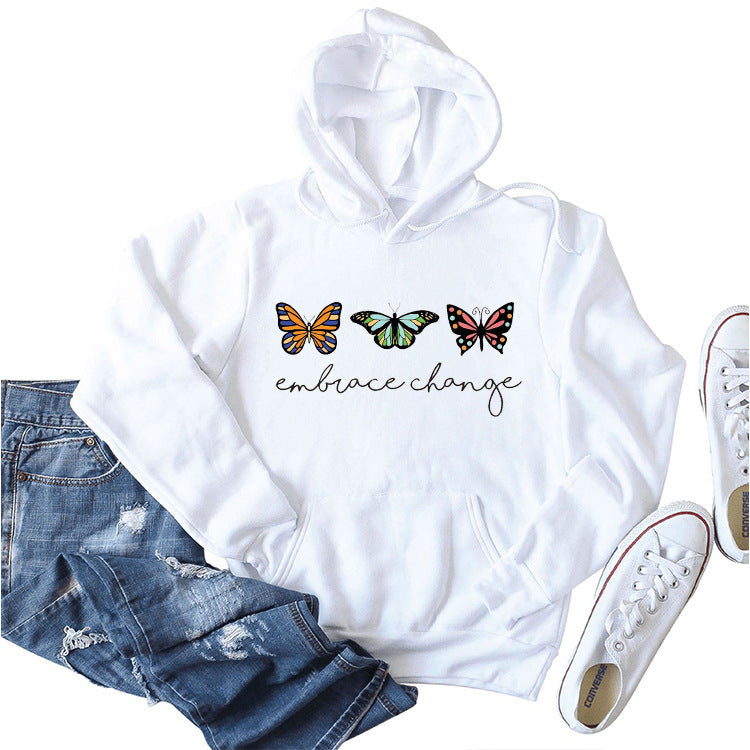Sweat à capuche pour femmes avec motif de papillon inspirant et message motivant Chic & Stil
