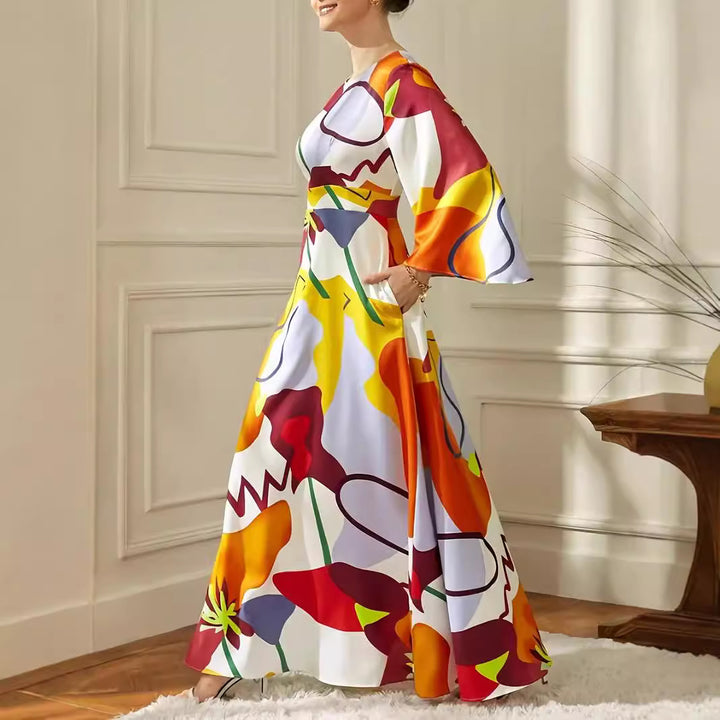 Ladies beautiful maxi dress with modern abstract patterns Lune London