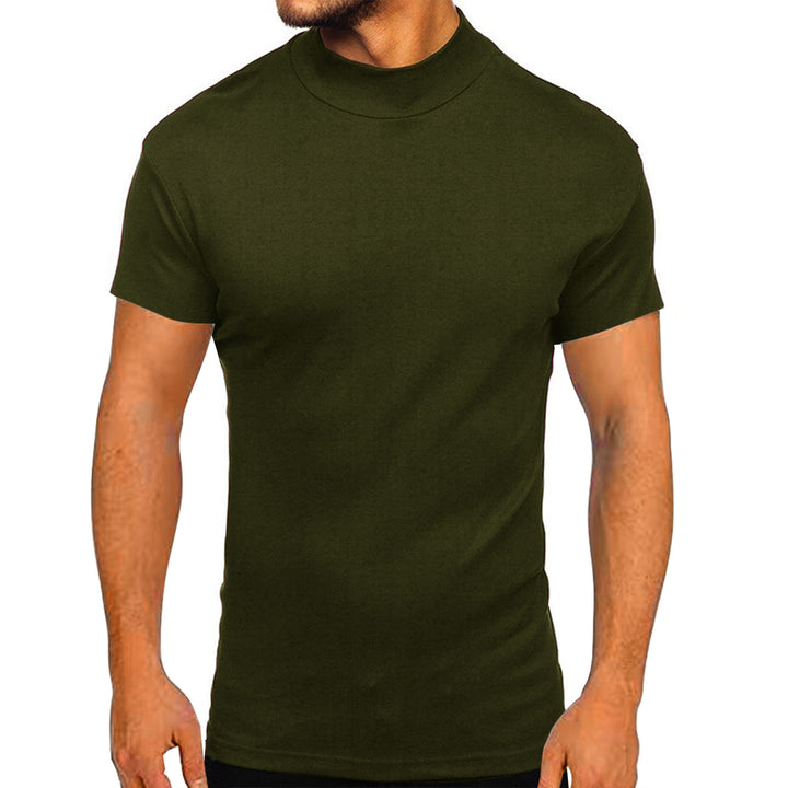 Modern short-sleeved men's t-shirt with high collar and textured design Lune London