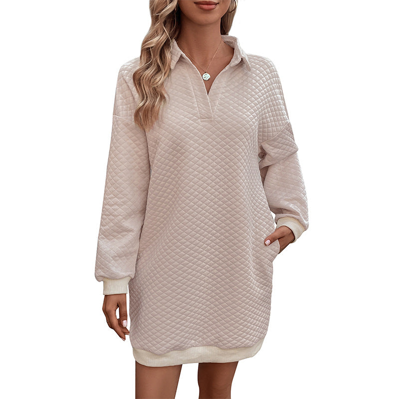 Robe pull femme avec col montant et motif gaufré réchauffant Chic & Stil