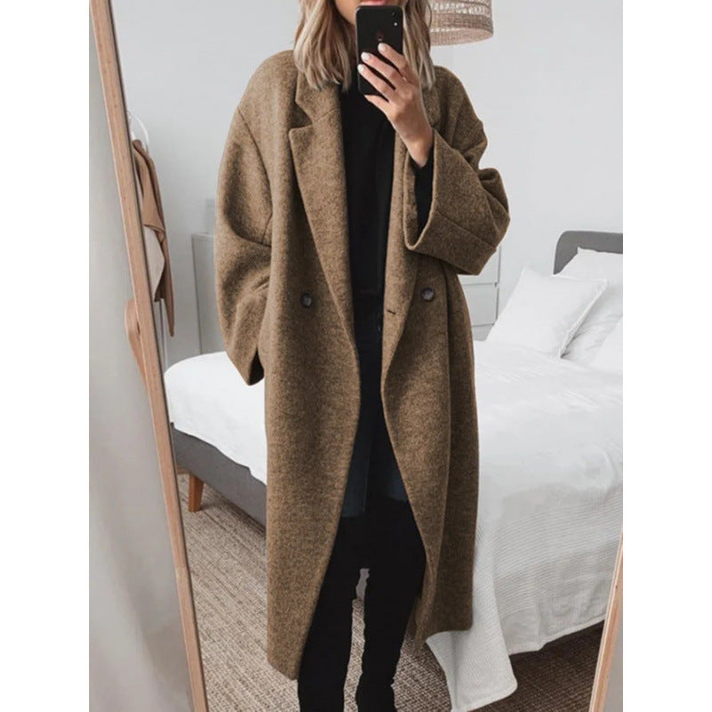 Oversized wool coat for women with elegant lapels and double button closure Lune London