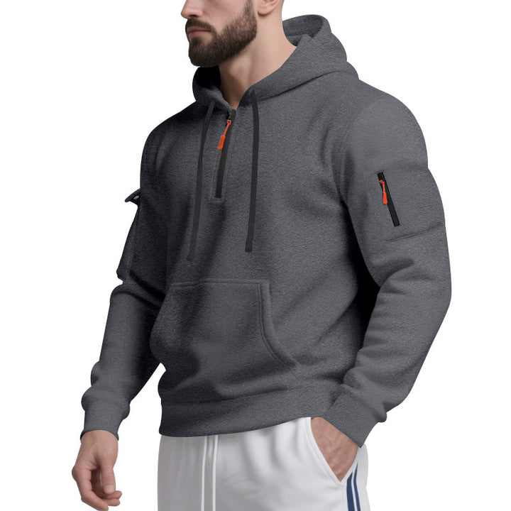 Men's functional hoodie with half-zip and practical pockets Lune London
