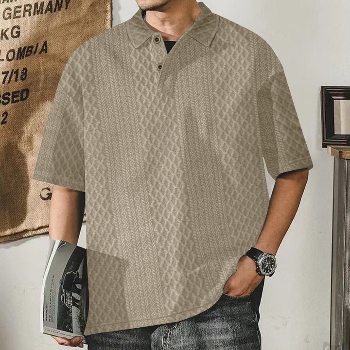 Casual polo for men with textured surface and button placket Lune London