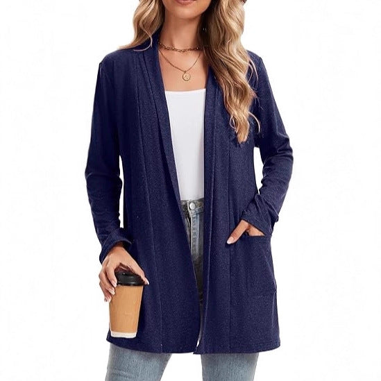 Veste en tricot à manches longues pour femmes, ouverte à l'avant et avec poches Chic & Stil