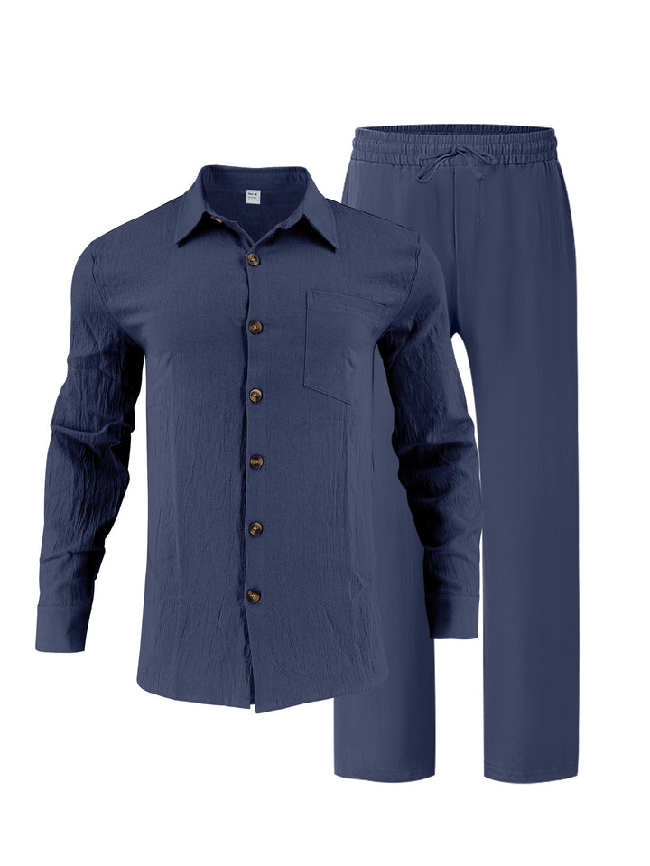 Men's elegant shirt and casual trousers set chic and style