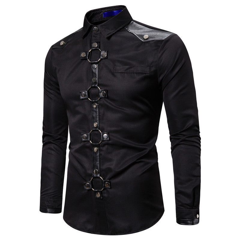 Modern long-sleeve shirt for men with stylish ring detail Lune London
