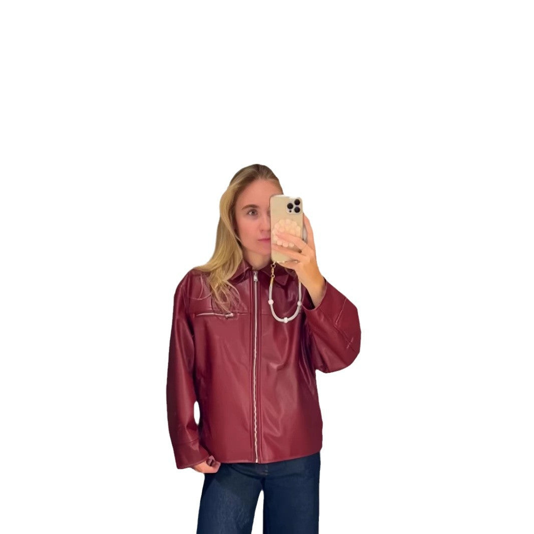 Women's casual fashion leather jacket with asymmetric zips Lune London