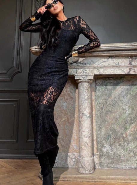 Ladies Elegant Lace Maxi Dress Lune London