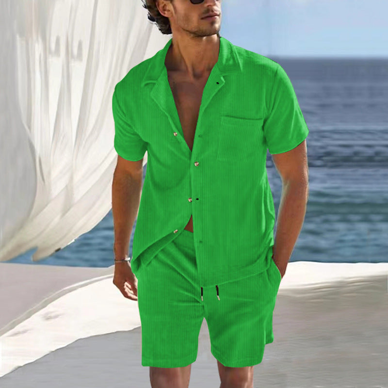 Casual short sleeve shirt set for men and shorts in breathable fabric Lune London