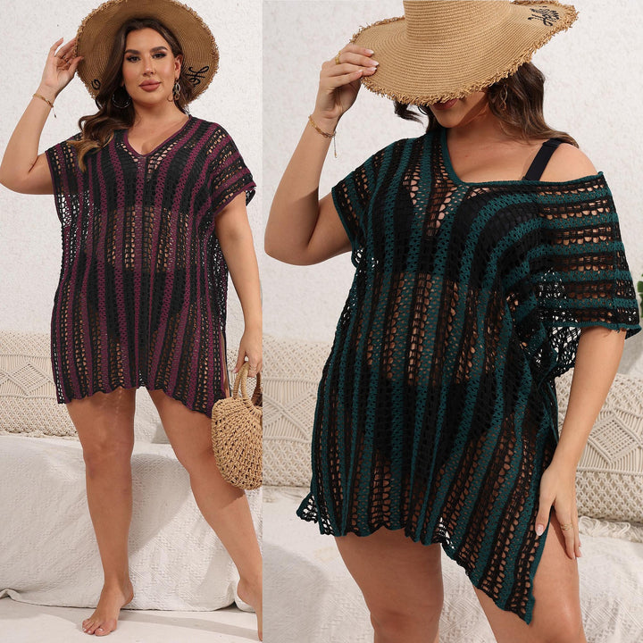 Striped knit beach tunic for ladies Lune London