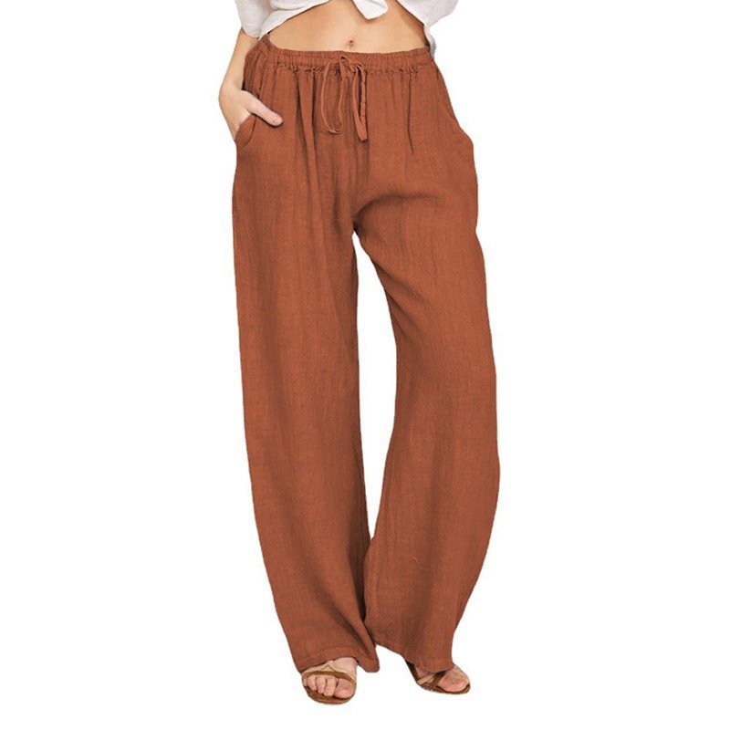 Comfortable and breathable linen pants for women with elastic waistband and side pockets Lune London