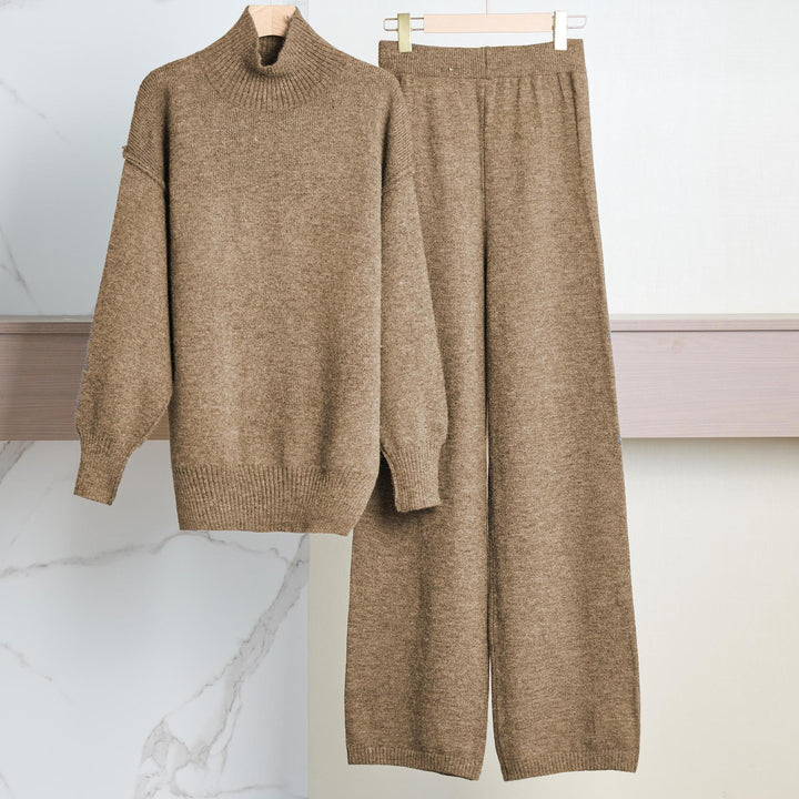 Dames Ensemble en tricot confortable avec col haut et coupe large Lune London