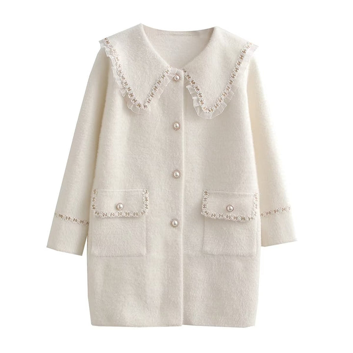 Ladies Long Sleeve Jacket with Decorative Collar and Functional Pockets Lune London