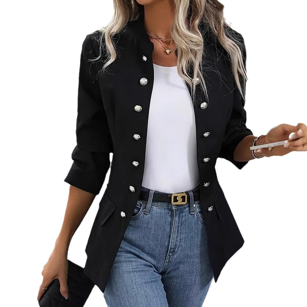 Women's elegant short sleeve blazer with decorative buttons Lune London