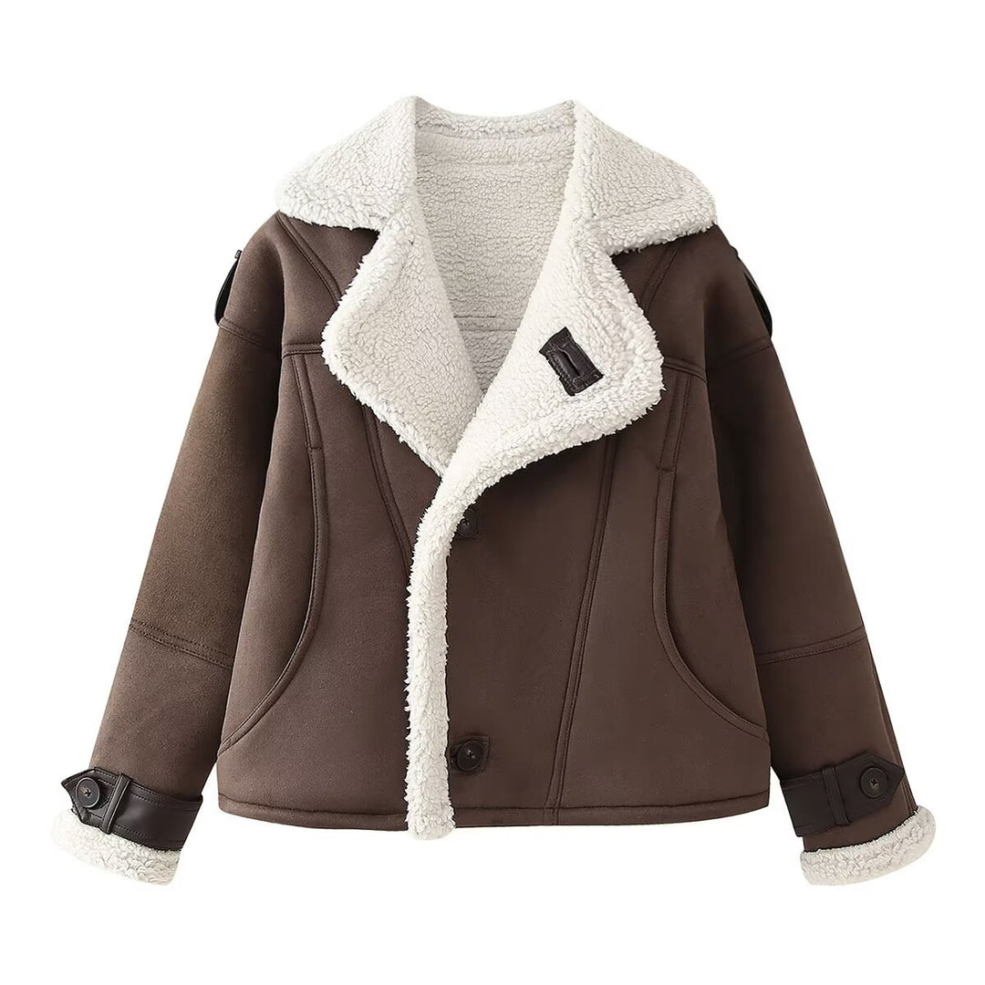 Ladies quilted coat fashionable and warm with colorful faux fur collar Lune London