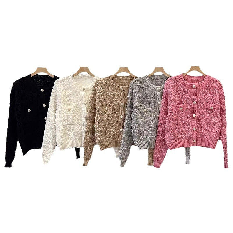 Trendy knit jacket for women with decorative buttons and a relaxed fit Lune London