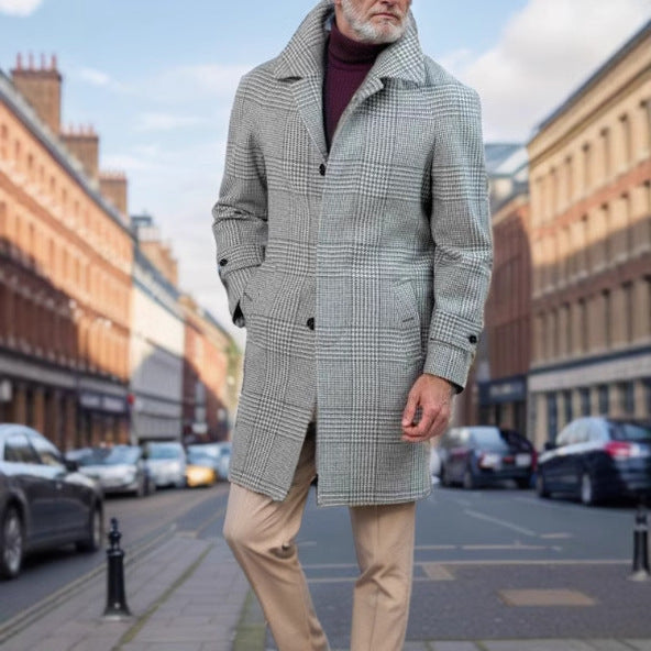 Men's Classic Checked Wool Coat Lune London