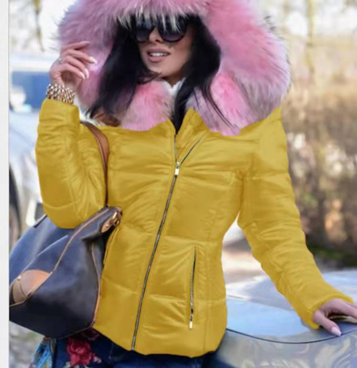 Lady quilted jacket with luxurious fur collar and practical pockets Lune London
