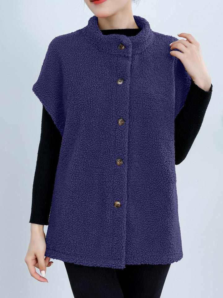 Ladies Cozy Cardigan with Buttons and Chic High Collar