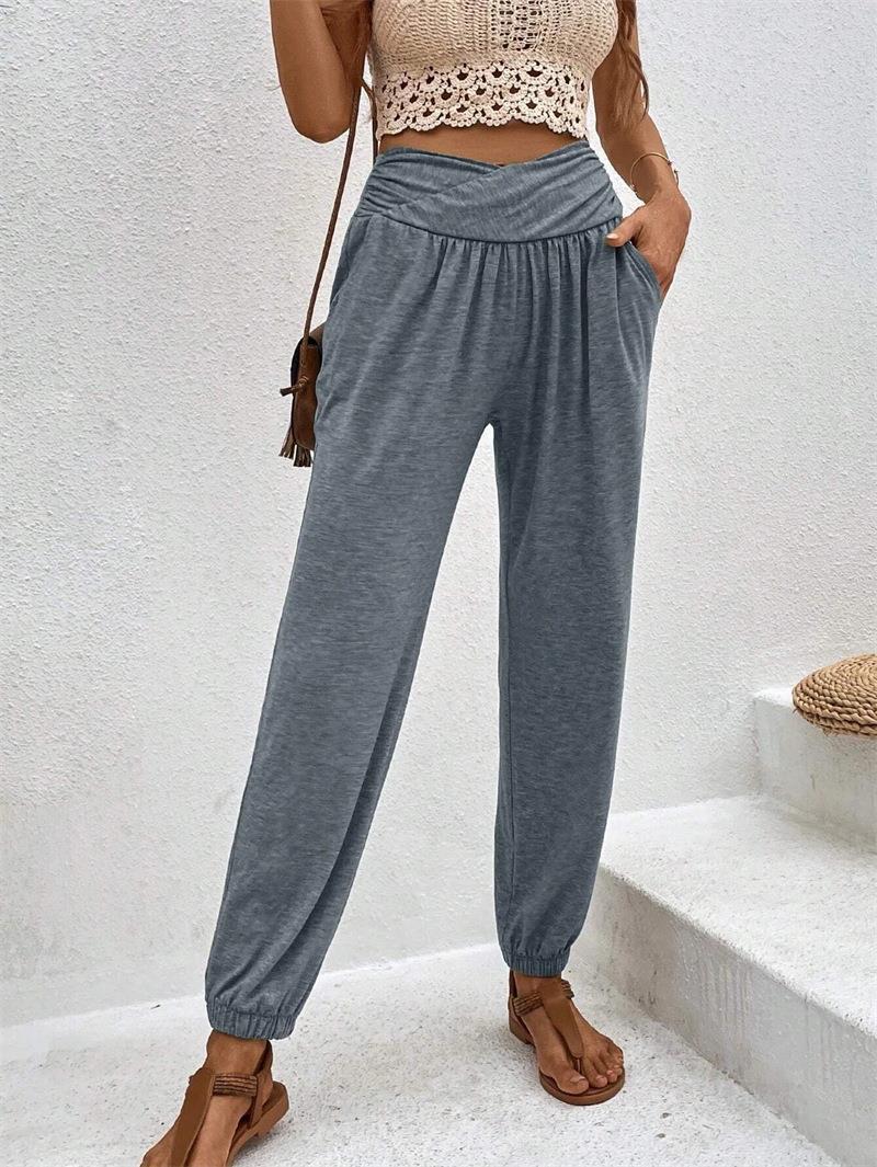Ladies Comfortable Harem Pants with Elastic Waistband and Side Pockets Lune London