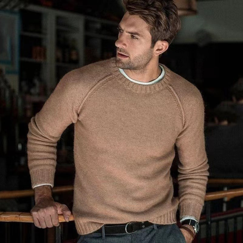 Crew neck pullover for men in fine knit Lune London