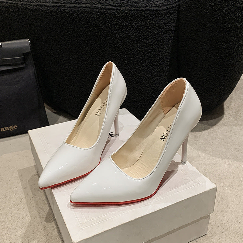 Ladies Elegant High Heels with Pointed Toe and Transparent Heel Lune London