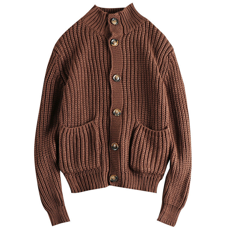 Knit jacket for women with large pockets and button closure Lune London