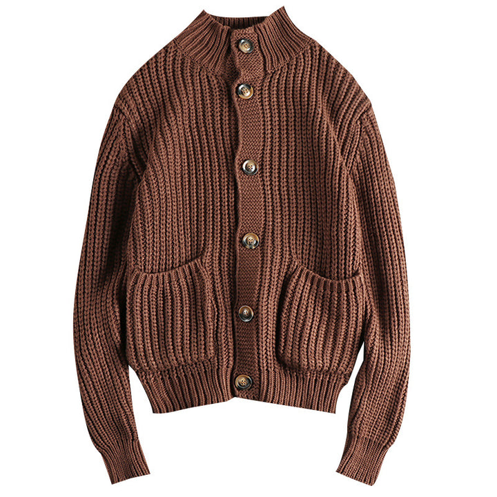 Knit jacket for women with large pockets and button closure Lune London