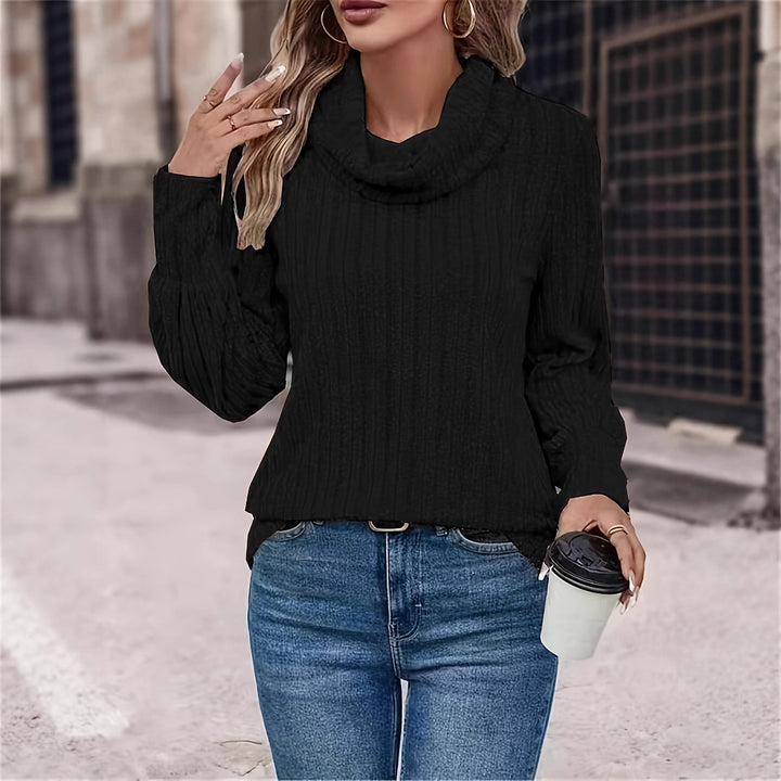 Comfortable sweater for ladies with wide collar and textured pattern Lune London