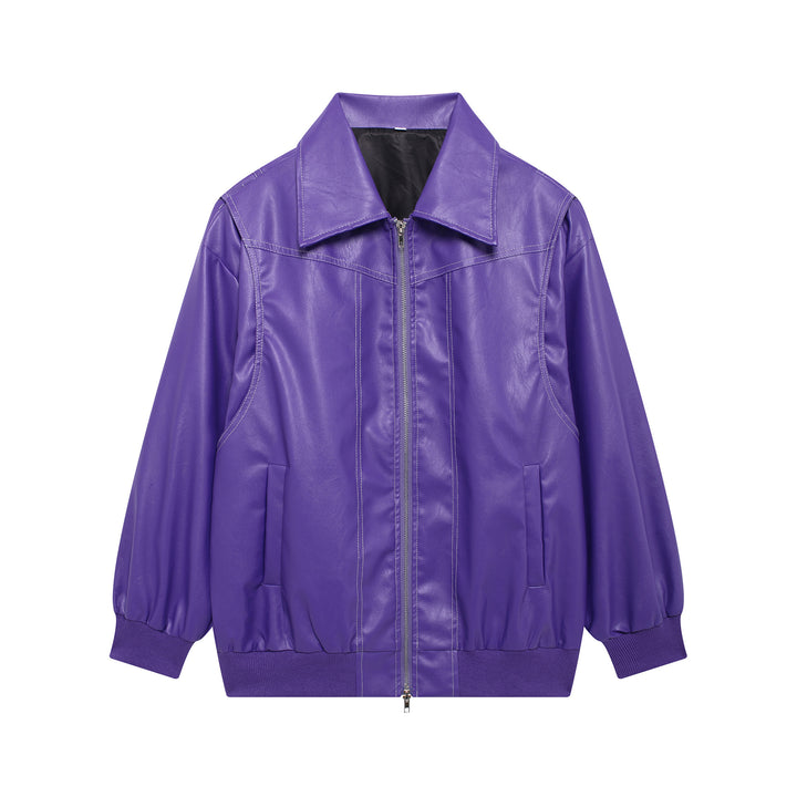Faux leather jacket for women with elastic cuffs and a high collar Lune London